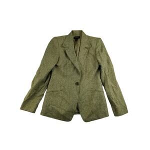 Womens Vintage Anne Klein II Petites 1 Button Jacket Green Size 2 Made in USA